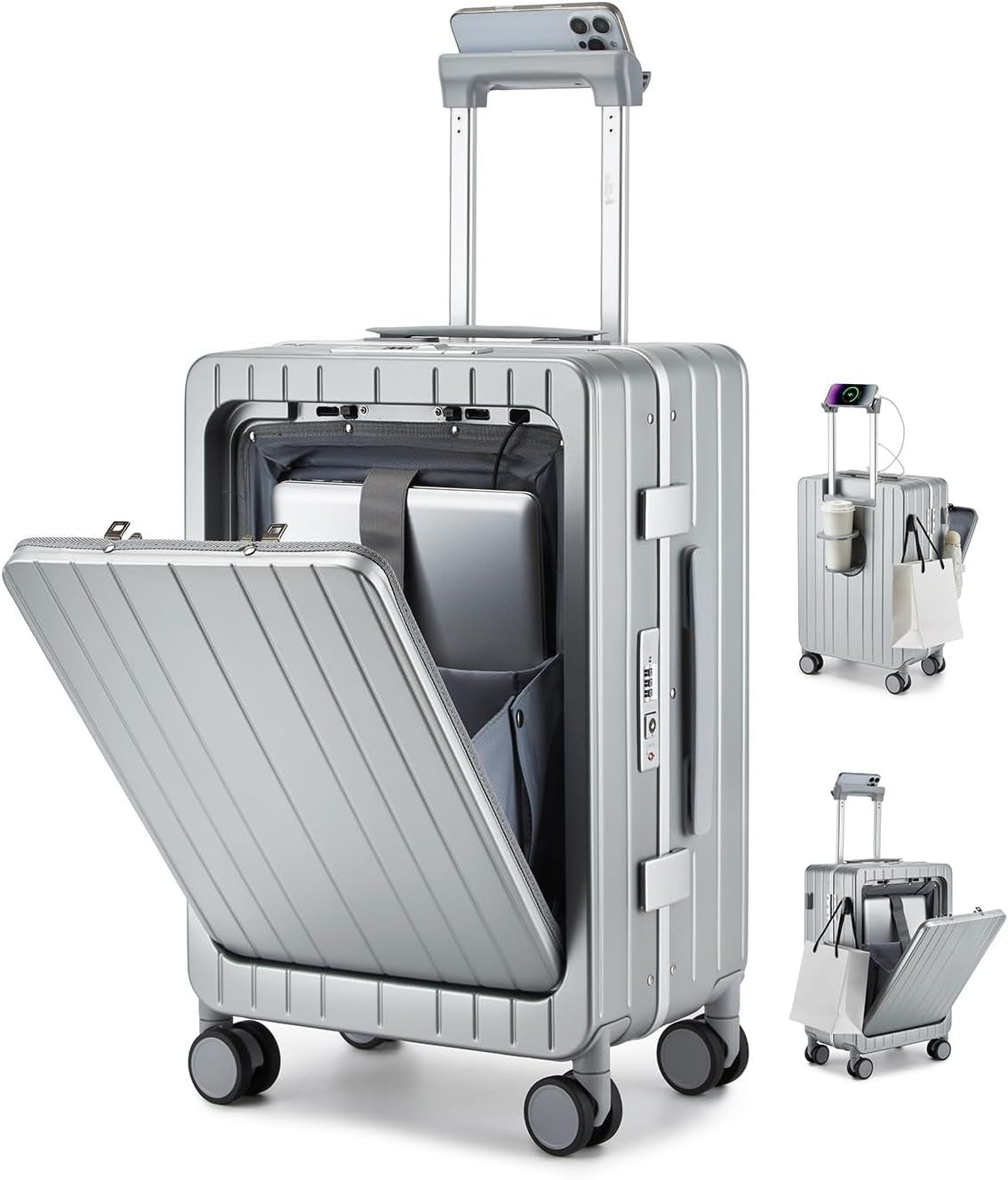 MB Aura Multifunctional Aluminium Cabin Suitcase – Elegance, Security & Innovation