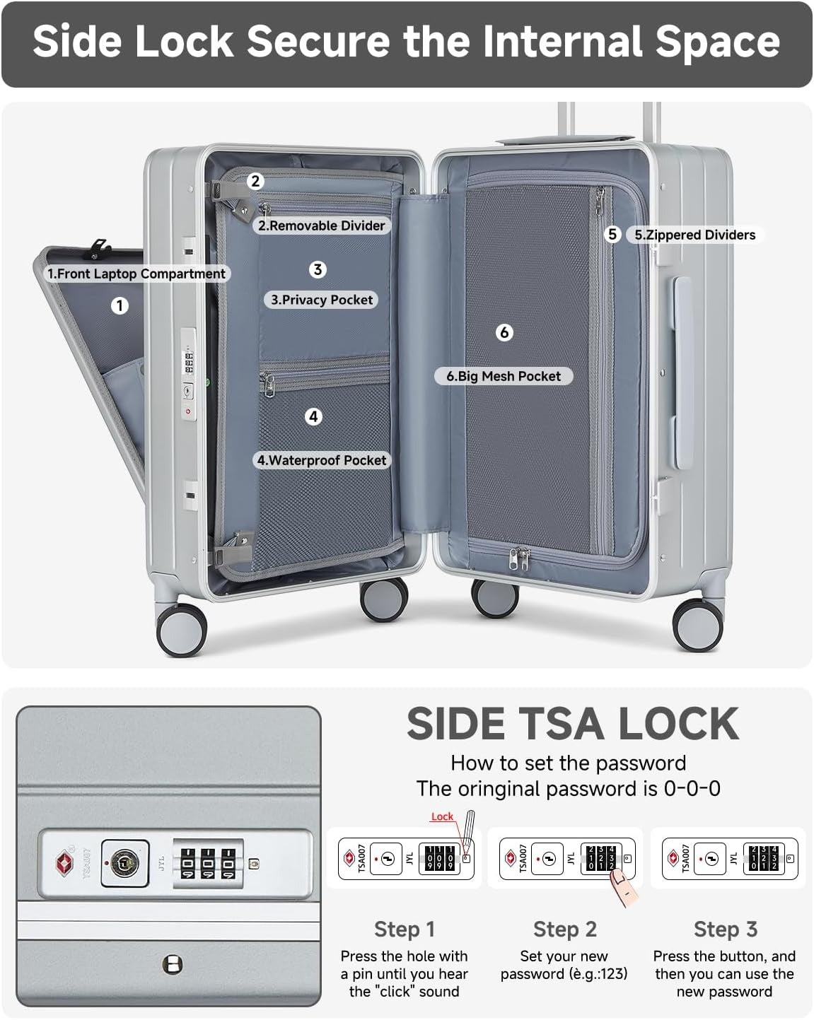 MB Aura Multifunctional Aluminium Cabin Suitcase – Elegance, Security & Innovation