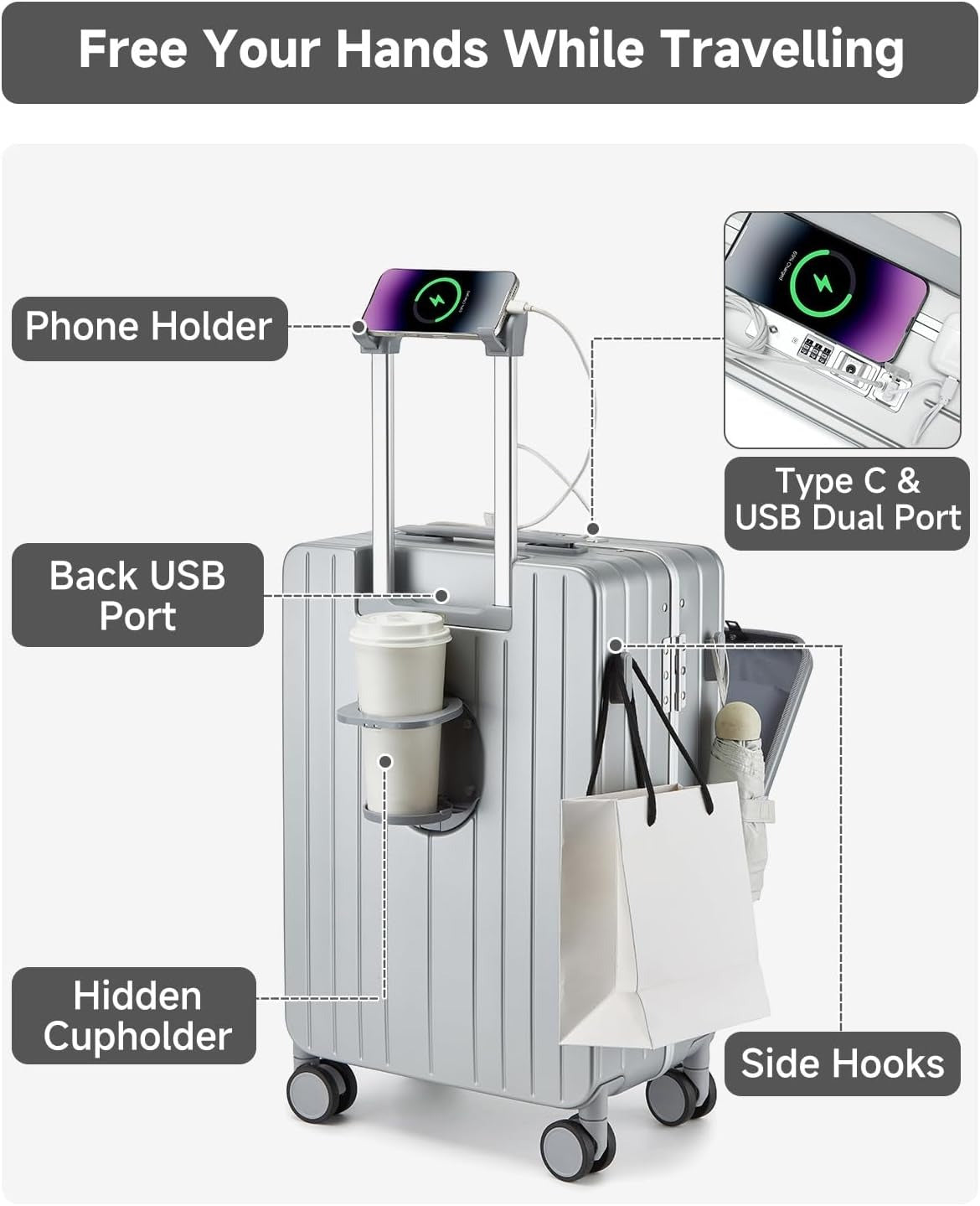 MB Aura Multifunctional Aluminium Cabin Suitcase – Elegance, Security & Innovation