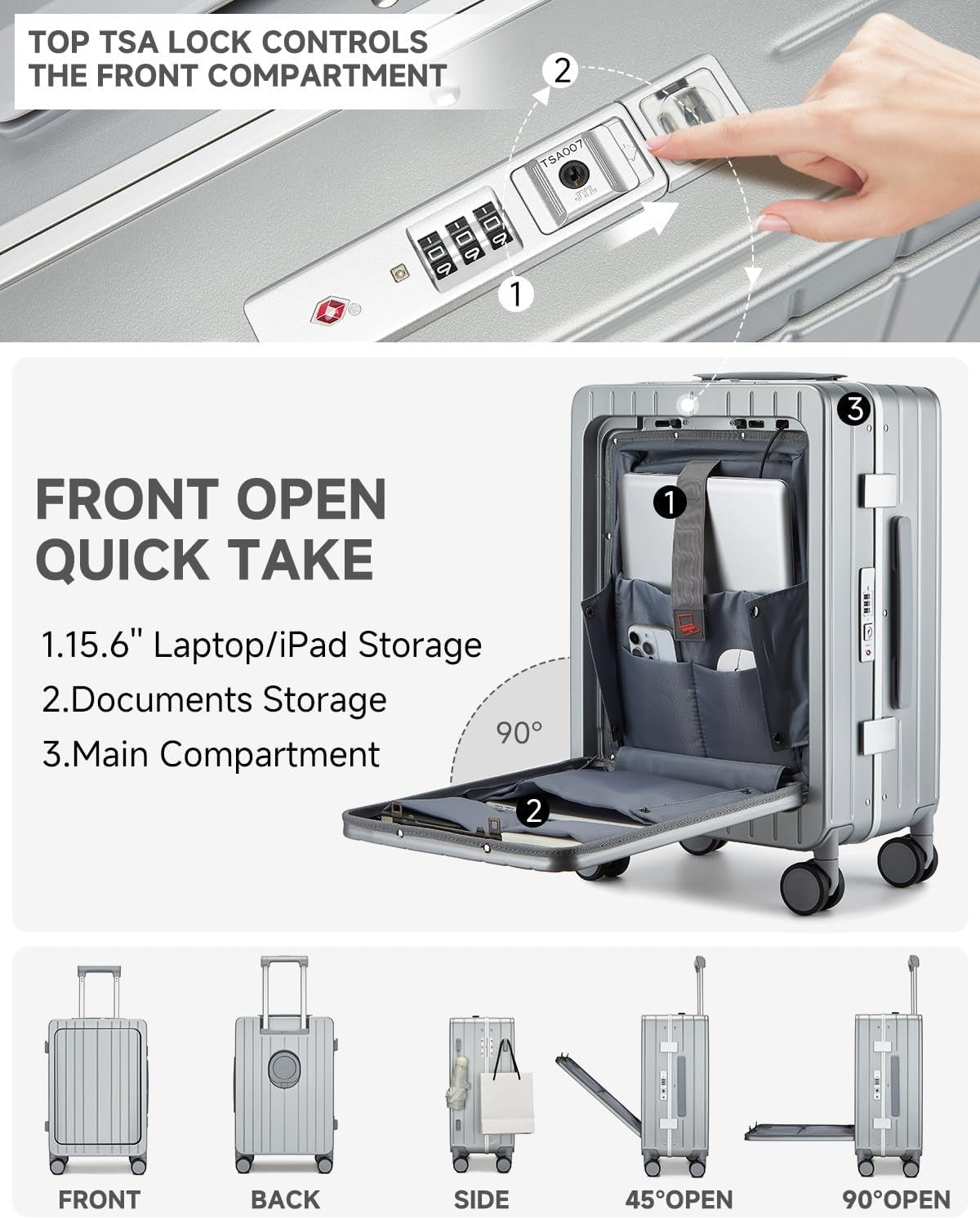 MB Aura Multifunctional Aluminium Cabin Suitcase – Elegance, Security & Innovation