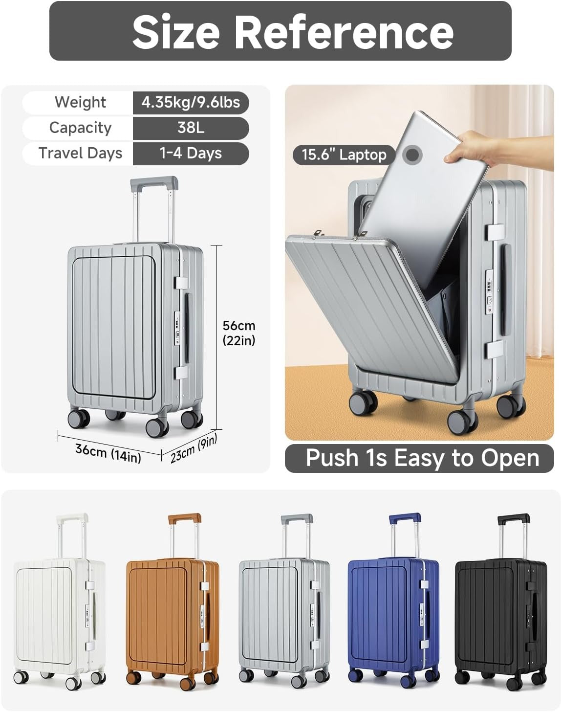 MB Aura Multifunctional Aluminium Cabin Suitcase – Elegance, Security & Innovation