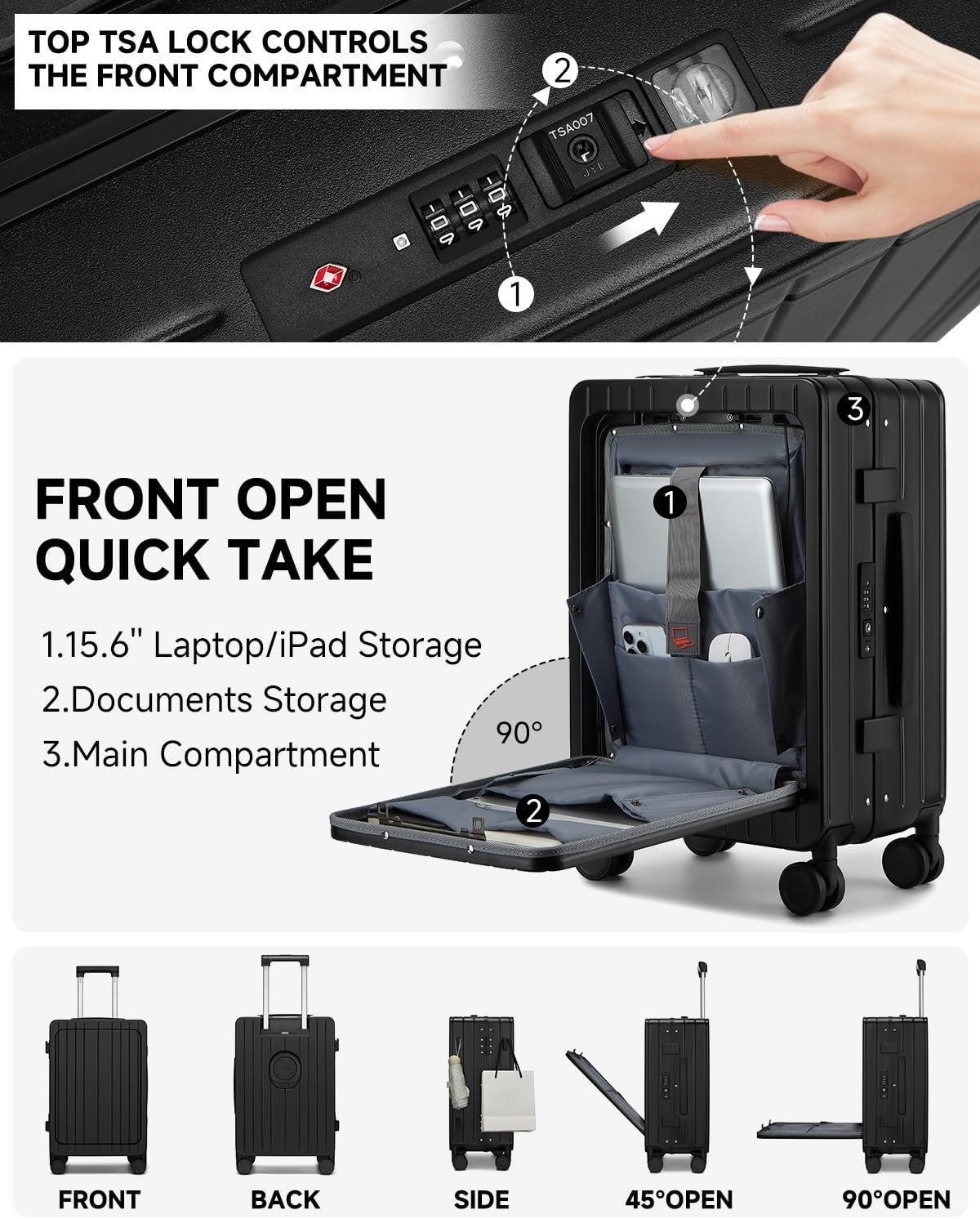 MB Aura Multifunctional Aluminium Cabin Suitcase – Elegance, Security & Innovation
