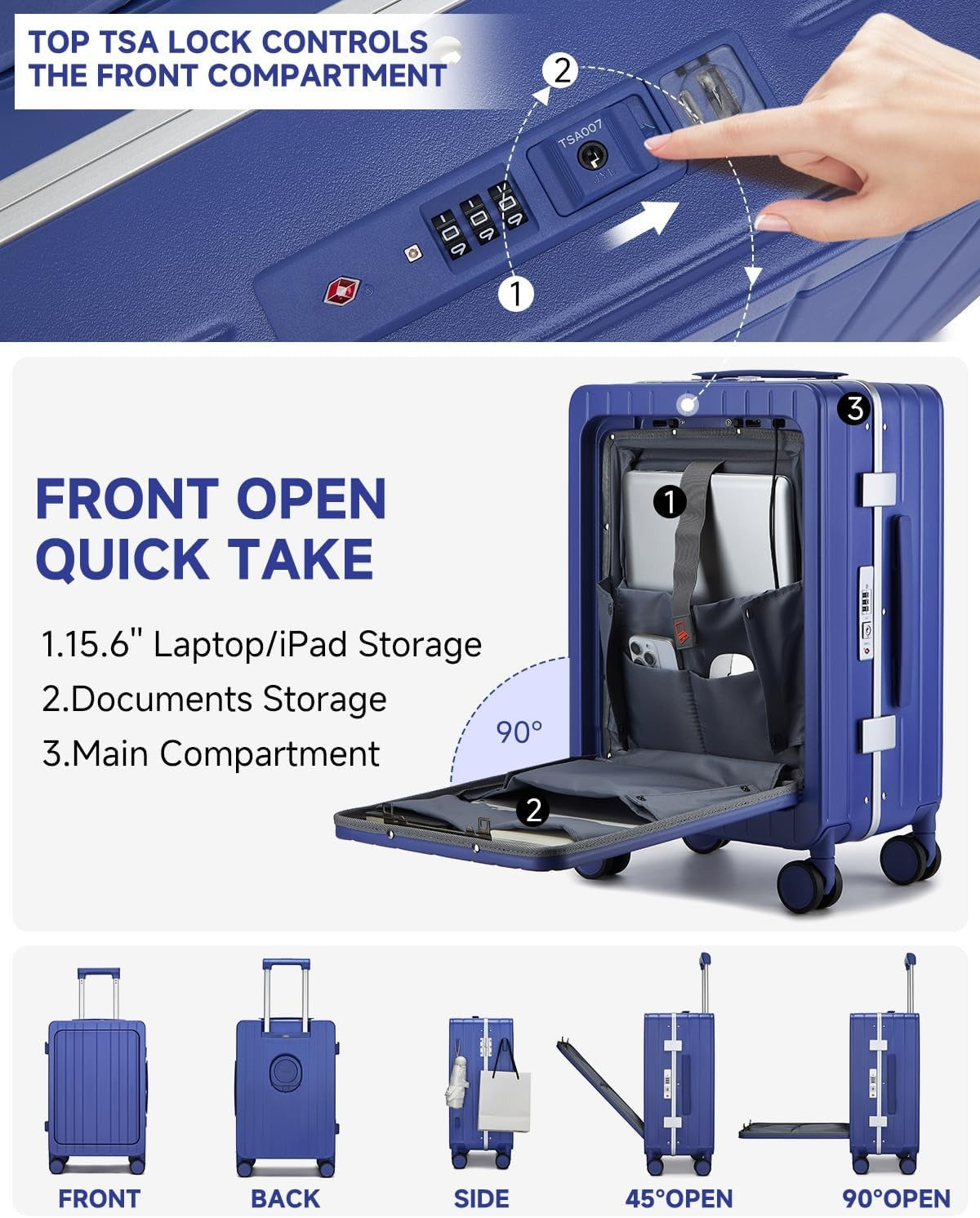 MB Aura Multifunctional Aluminium Cabin Suitcase – Elegance, Security & Innovation