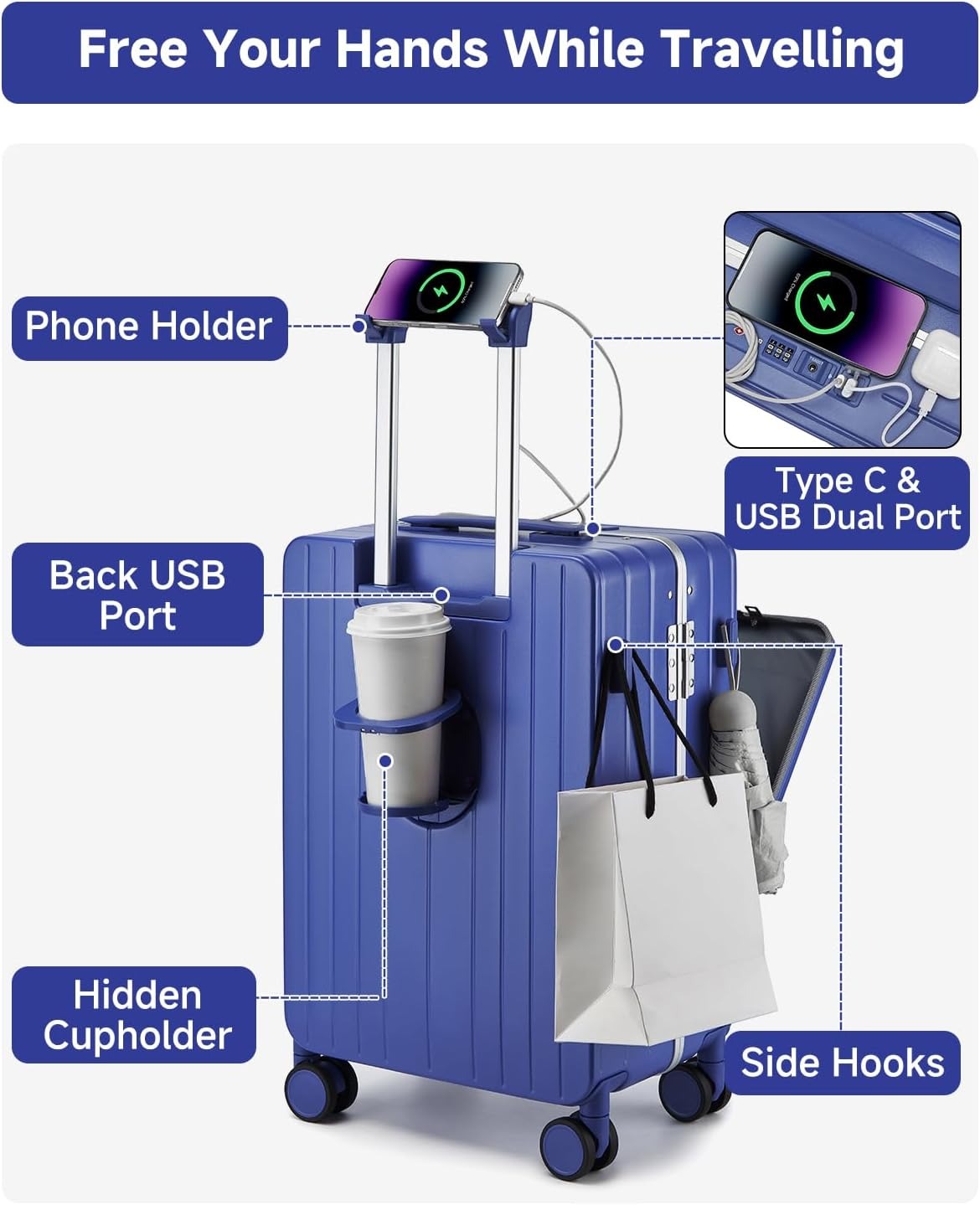 MB Aura Multifunctional Aluminium Cabin Suitcase – Elegance, Security & Innovation