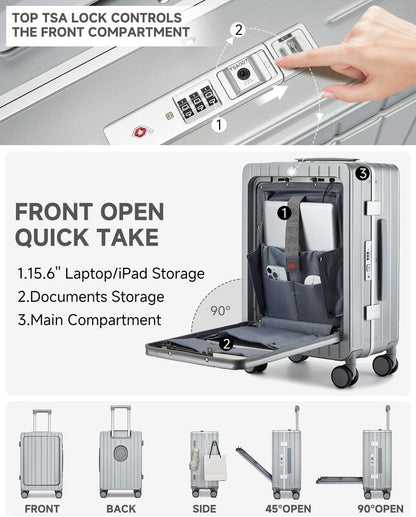 MB Aura Multifunctional Aluminium Cabin Suitcase – Elegance, Security & Innovation