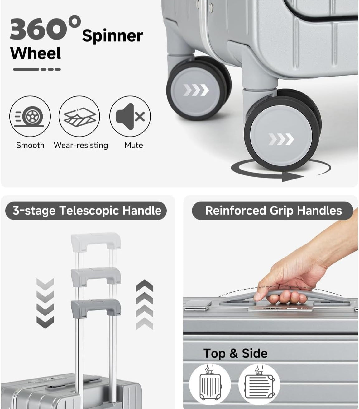 MB Aura Multifunctional Aluminium Cabin Suitcase – Elegance, Security & Innovation