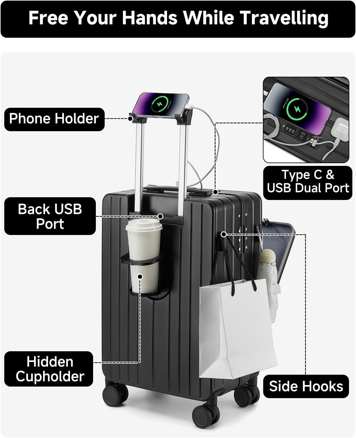MB Aura Multifunctional Aluminium Cabin Suitcase – Elegance, Security & Innovation