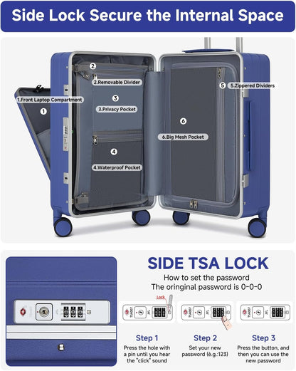MB Aura Multifunctional Aluminium Cabin Suitcase – Elegance, Security & Innovation